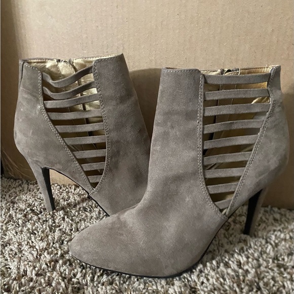 a.n.a Shoes - a.n.a Taupe Heeled Boots with Cutout Design